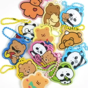 High Quality Custom Cartoon Animal PVC Puffy Keychain Customize Kpop Charm Key Chain Gift Bags Pendant Key Rings