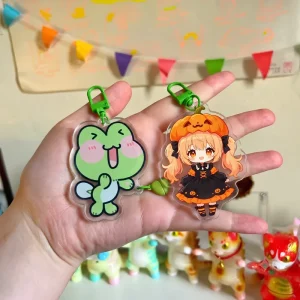 High Quality Custom Clear Acrylic Keychain Steampunk Anime Figure Transparent Keyring Vintage Die Cut Plastic Key Tag Gift