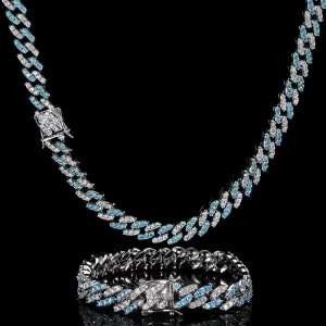 High Quality Custom Jewellery 2mm to 12mm Diamond Name Necklace 12mm CZ Bracelet with Rose Gold Cuban Chain Link Trim