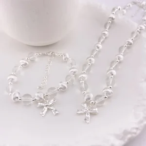 High Quality Designer Copper Bowknot Jewelry Sets Women Luxury Bridal Wedding Party Gold Transparent Ball Zircon