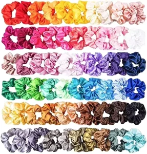 High Quality Elastic Hair Ties Bands Accessories Solid Color Silk Satin Scrunchies for Women Party Vintage