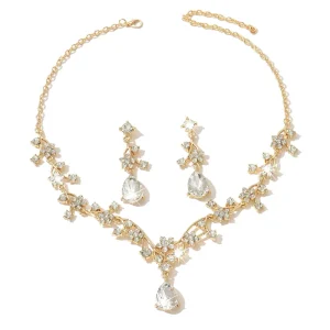 High Quality Exquisite Punk Style Natural Stone Gold Plated Jewelry Set for Women’s Wedding Party Formal Clothing Accessories