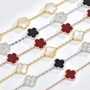 High Quality Fashion Four Leaf Clover Chain Bracelet Adjustable Brass Bracelet Multi color Turquoise DIY Lucky Jewelry For Women