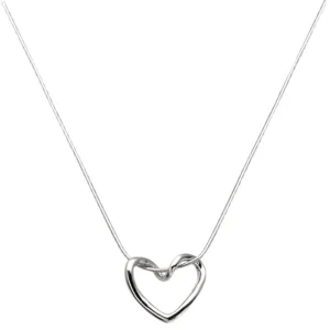 High Quality Fashion Jewelry Statement Heart Shape Necklace Titanium Steel Silver Plated Engagement Gift Wedding