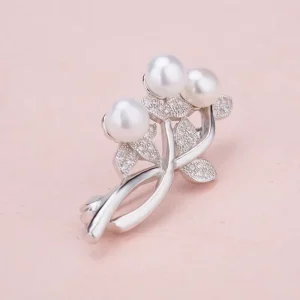 High Quality Fashion Silver Jewelry Elegant Crystal Rhinestone Classic Luxury Pearl Brooch