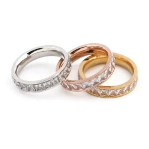 High Quality Fashion Women Fashion Rings Stainless Steel O Ring With Diamond
