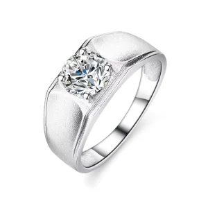 High Quality Fine Jewelry 925 Sterling Silver Ring Designated Round Moissanite Silver Luxury Wedding Ring Jewelry for Men
