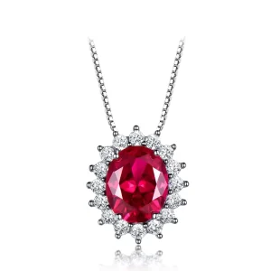 High Quality Gemstone Nano Ruby Necklaces 925 Sterling Silver Engagement Wedding Natural Stone Pendant Necklace for Women