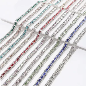 High Quality Glass Crystal Rhinestones Chains Sewing Claw Crystal Stones Rectangular Rhinestone Chains For Wedding Dresses DIY