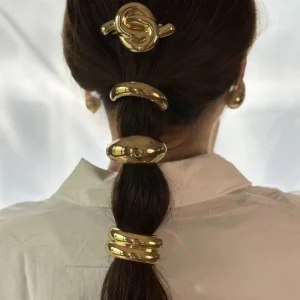 High Quality Hair Tie Fashion 18k Gold Plated Metal Headband for Women