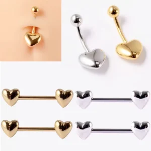 High Quality Heart Shape Belly Button Ring Stainless Steel Floating Navel Rings for Women Fashion Nipple Piercing Jewelry