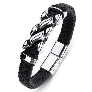 High Quality Hip Hop Leather Punk Bracelets With Magnet Buckle Personality Jewelry Men Bracelet