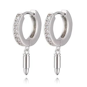 High Quality Iced Out Bullet Brass Zircon Drop Earrings