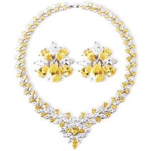 High Quality Link Chain Necklace Earrings Set Simple New Trendy Ice Flower Style for Wedding Gift Features Zircon Exclusive