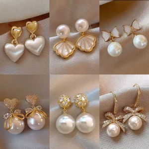 High Quality Luxury Hypoallergenic Silver Post Earring Fashion Jewelry Flower Zircon Pearl Earrings For Women
