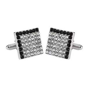 High Quality Luxury Zircon Black White Crystal Fashion Brand Lawyer Mens Formal Wear Cuff Button Cufflinks