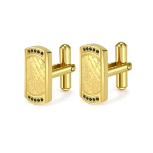 High Quality Men’s Business French Cufflinks CNC Inlaid Rhinestone with Bark Pattern Fashion Cuff Studs Button Jewelry