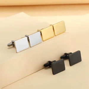 High Quality Men’s French Shirt Cufflinks Fashion Style Rectangle Stainless Steel Material Business Cufflink Gift