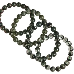High Quality Natural Stone Green Phantom Quartz Crystal Beads Loose Beads Elastic Charms Bracelet Jewelry for Women’s