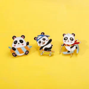 High Quality New Sports Chinese Panda Brooch Cartoon Cute Animal Badge Couples Wear Ornaments Pin