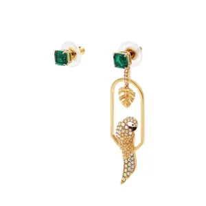 High Quality Parrot Ginkgo Leaf Single sided Asymmetrical Earrings High end and Fashionable Earrings