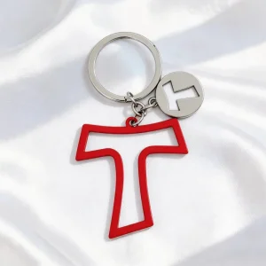 High Quality Red Letter T Keychain Hollow Initial Keyring Zinc Alloy Bag Decoration for Women Y2K Aesthetic Collection Gear
