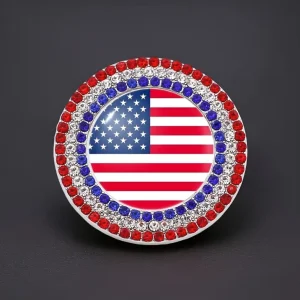 High Quality Rhinestone Enamel American Flag Brooch Alloy Patriotic Lapel Pin for Clothing Scarf Hat Decor Holiday Gift