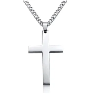 High Quality Trendy Dainty Cross Pendant Necklace Stainless Steel Link Chain No Stone for Men Factory Made in China