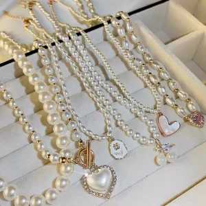 High Quality Vintage Multi Style Pearl Beaded Necklaces for Women Elegant Fashion Jewelry for Daily Wear Party Matching