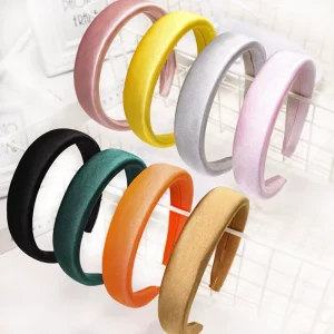 High Quality Women Fashion Daily Hair Band Headband Fashion Hair Accessories Solid Color Padded Silk Satin Hairband