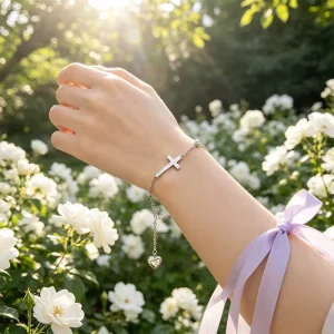 High Quality Women’s Beach Style Pendant Necklaces Jewelry Set Fashionable Zircon Side Cross Necklace Bracelet