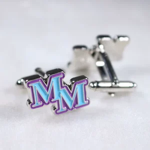 High Quantity Custom Monogrammed Brass Silver Plated Soft Enamel Silk Screen Printed Cufflinks