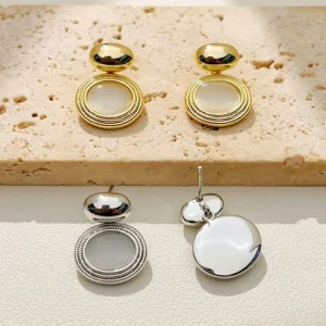 High end Brass Drop Oval Earrings with Natural Stone Fashionable and Practical Women’s Accessories for Work Attire