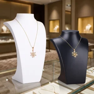 High end Customized Black and White Jewelry Display Stand for Jewelry Stores Showcase Display Necklace Stand Busts