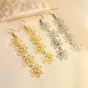 High-end Fashion Earrings Stainless Steel Plated 18k Gold Flower Earrings for Woman Girls