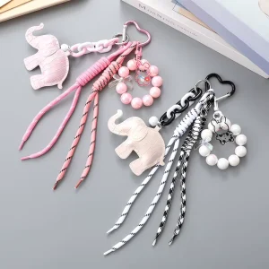 High-end Feel Polyester Woven Rope Pendant Fashionable Versatile MiU-style Bag Charm Cartoon Elephant Keychain Ornament