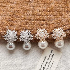 High end Firework Pearl Stud Earrings Brass Fashionable Commuting Accessories