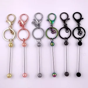 High end Luxury Stainless Steel Electroplating Waterproof Lightweight Fashion Digital Printing Multi Occasion Keychain DIY Bead