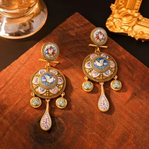 High end Vintage Palace Style Peace Dove Dangle Earrings for Women Antique Statement Jewelry Holiday Party Accessories