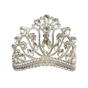 High end White Rhinestone Pageant Crown Headdress Princess Birthday Girl’s Hair Accessory Multicolor European American Coronas