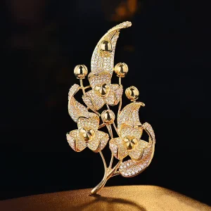 High-end Zircon Flower Brooch Women’s Fashion Elegant Suit Coat Pin Accessoriesessory
