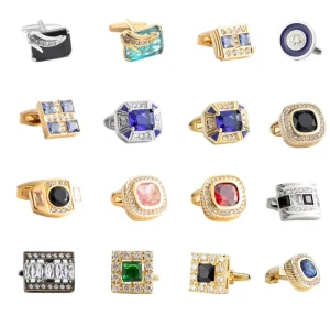 High-end Zircon Luxury Trendy Copper Rhinestone Cuff Link For Men Suit Accessories