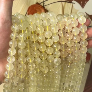 High grade Natural Lemon Crystal Handcrafted Round Bead Semi finished Accessories Viral TikTok Hit
