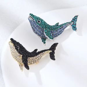 High-quality Men’s and Women’s Whale Shaped Diamond Fashion Brooches for Clothing Accessories