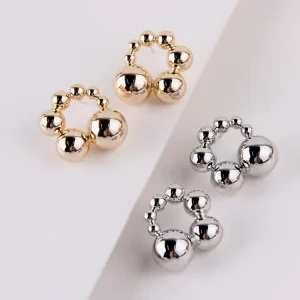 High-quality Unique Geometric Irregularly Shaped Creative Design Trendy Brass Ball Hoop Earrings