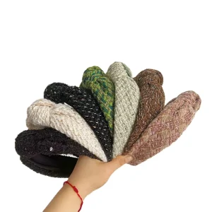 High top Autumn and Winter Retro Knotted Women’s Daily Decoration Tweed Sponge Headbands
