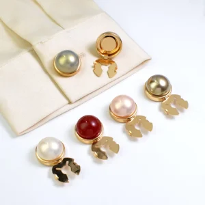 Highlight Pearl & Diamond encrusted Zinc Alloy Unisex Cufflinks Buckle For Anniversary And Wedding Celebrations