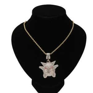 Hip Hop Chain With Alloy and Full Diamond Elf Ghost Pendant Necklace