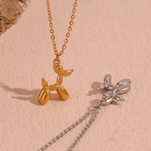 Hip Hop Cute Pet Dog Designs 316L Stainless Steel Jewelry 18K PVD Gold Necklace Animal Charm Puppy Pendant Necklaces