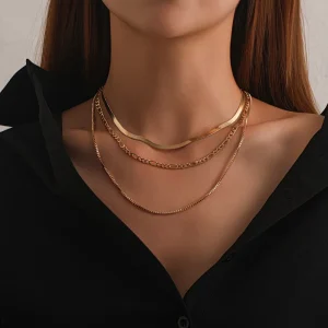 Hip Hop Geometric Exaggerated Multi Layer Necklace for Women Fashion Punk Popular Fashion Necklace Jewelry